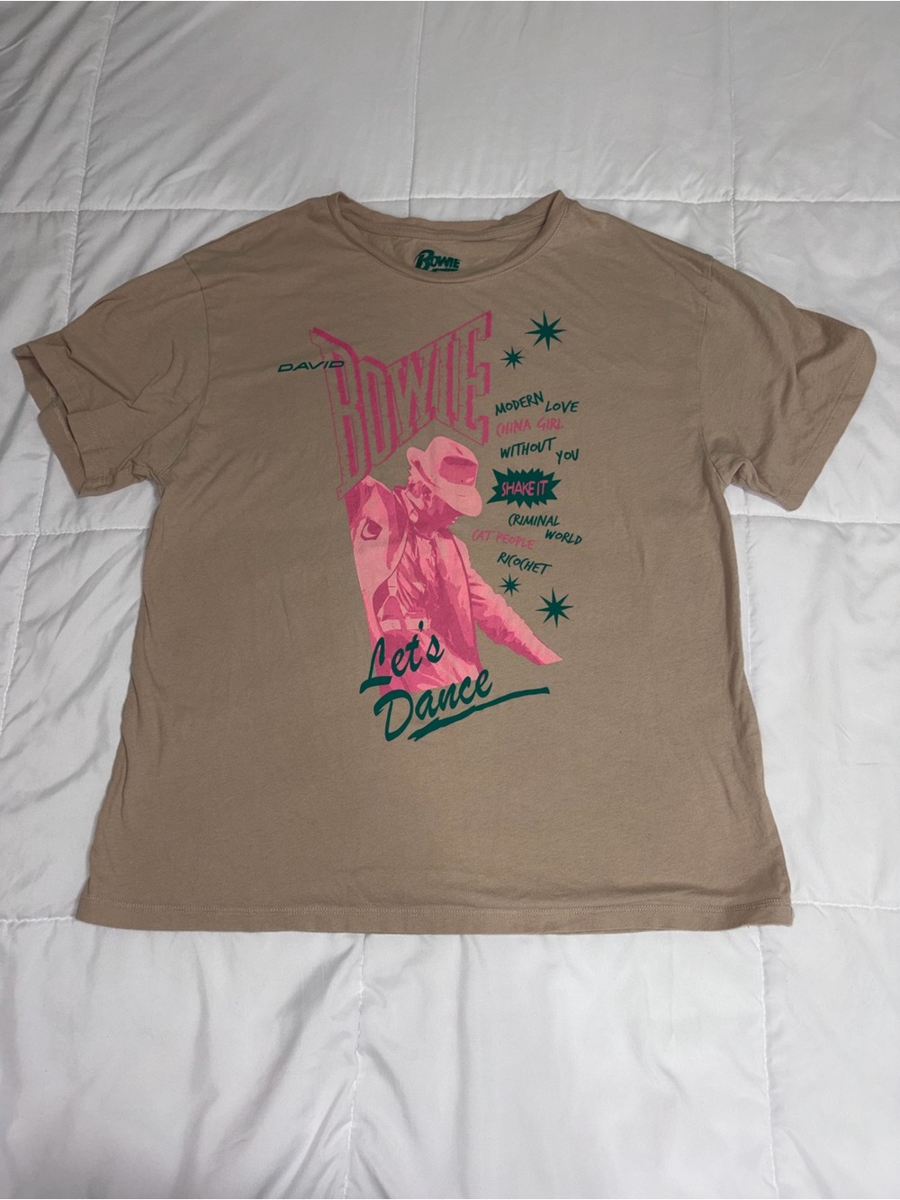 Let's Dance Graphic Tee - Tan with Pink Print